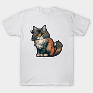 Majestic Maine Coon Cat Sticker T-Shirt